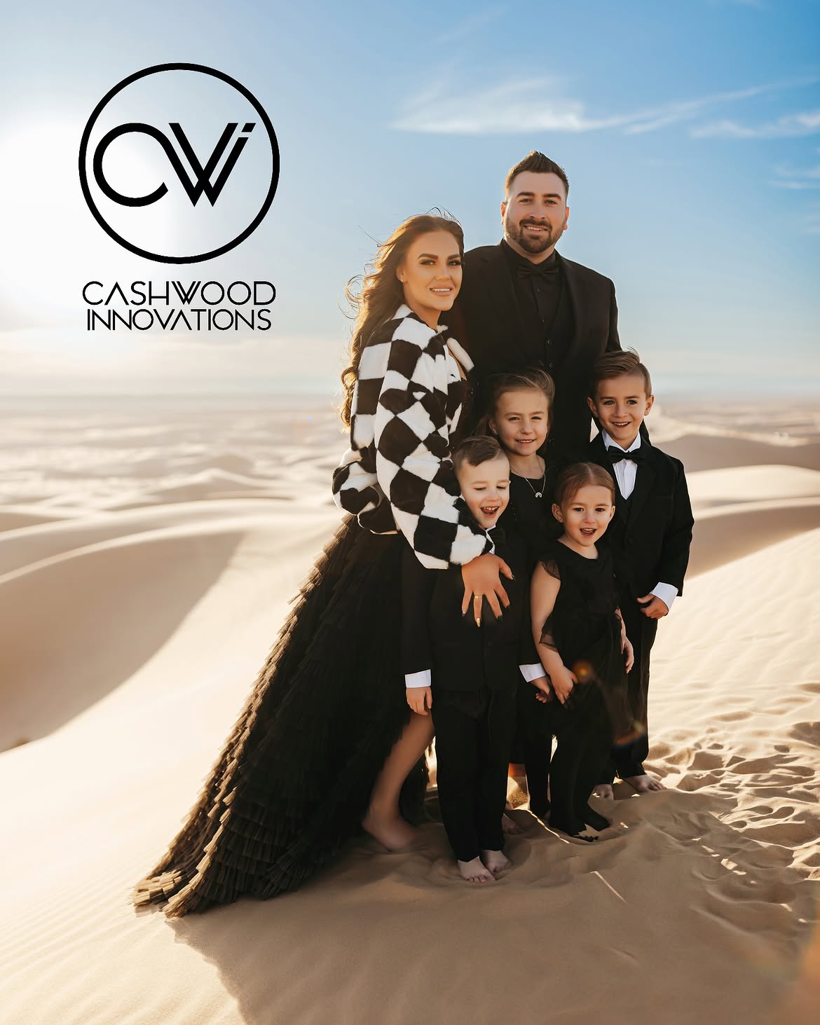 Tyler, founder of Cashscapes, with his family in the Arizona desert